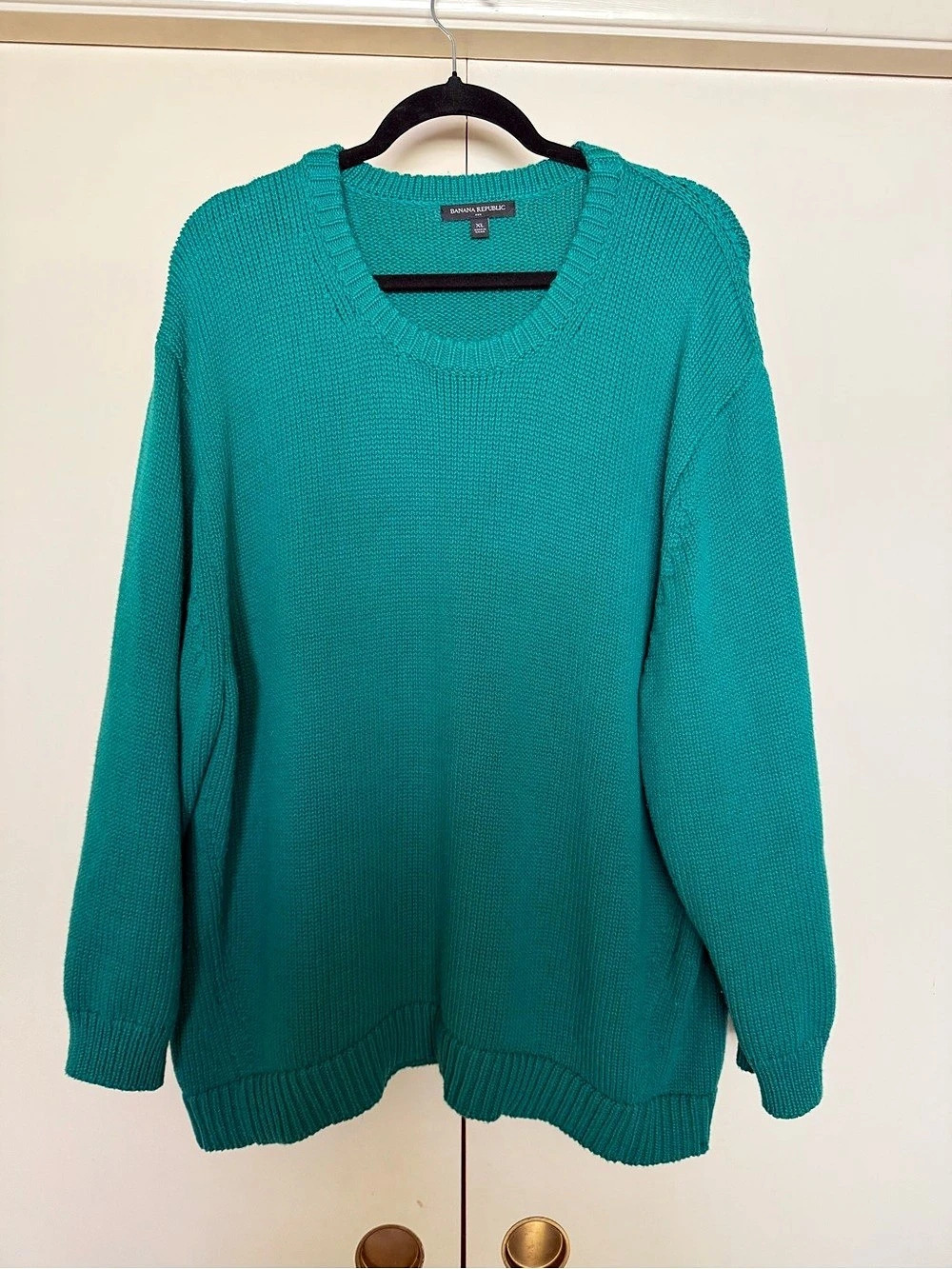 Banana Republic Textured Crew Neck Sweater in Green Size XL